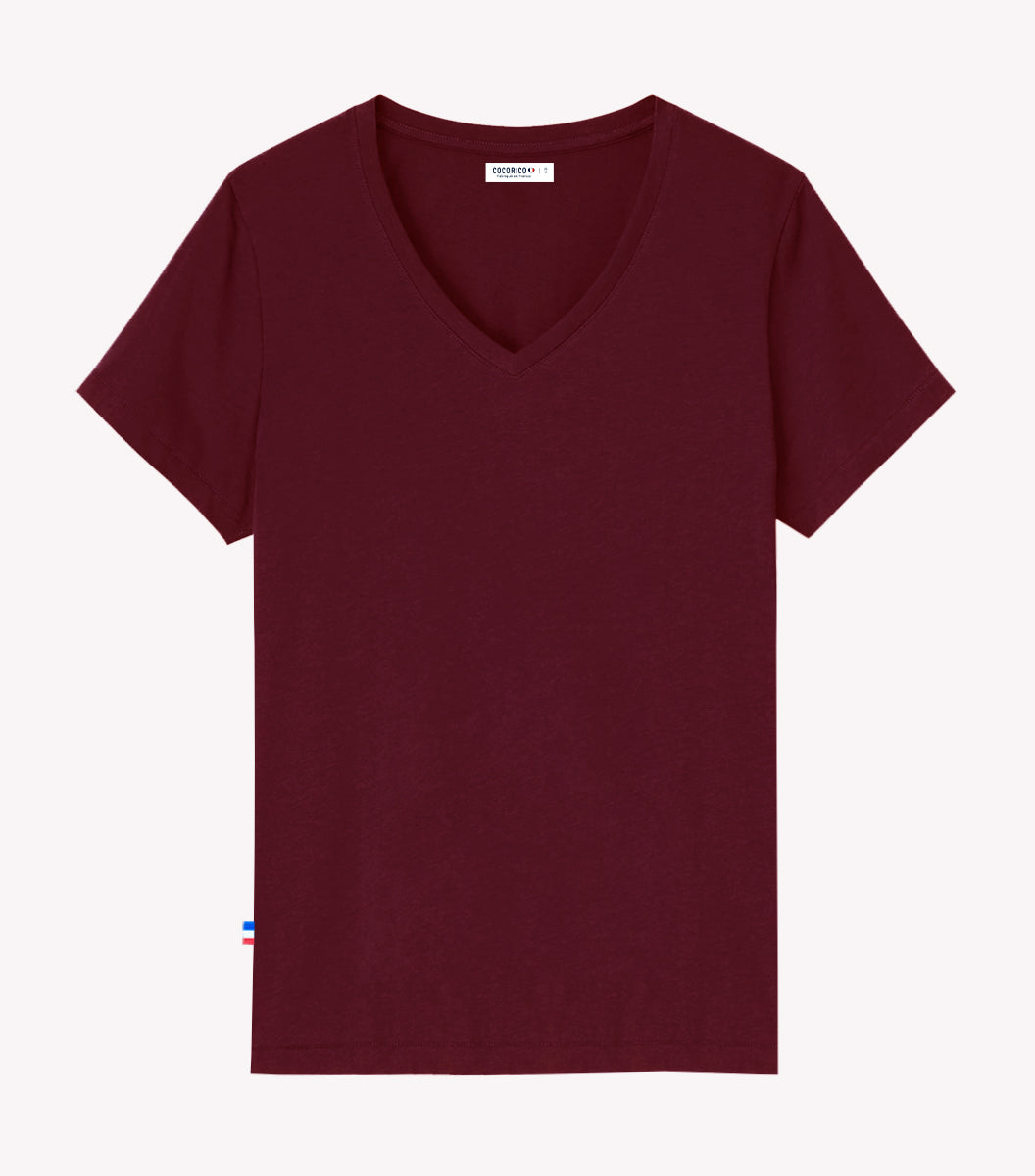 Colote – Women's Bordeaux V-Neck T-Shirt - Image 4