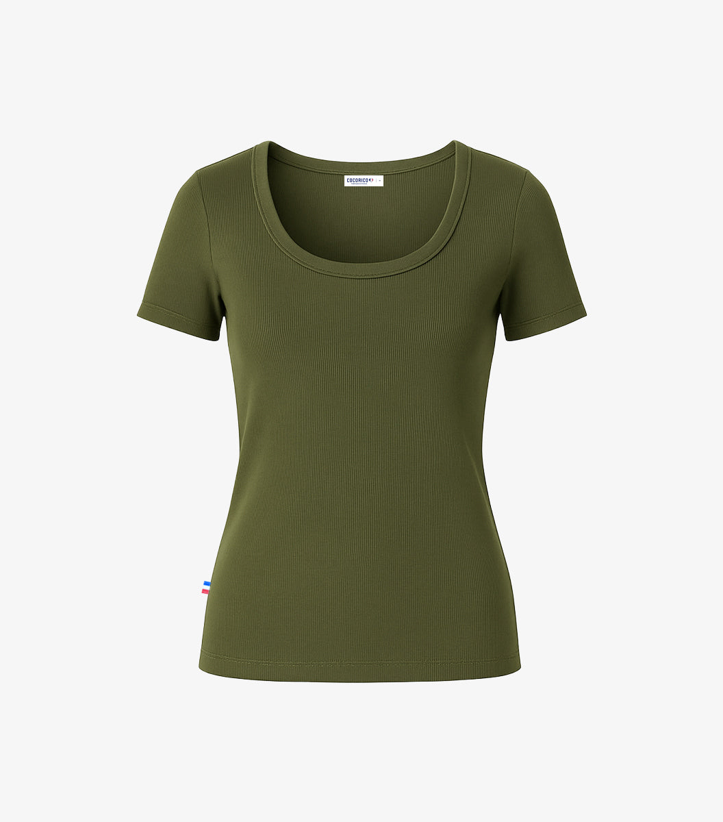 Colote – Women's Ribbed Kaki T-Shirt - Image 4